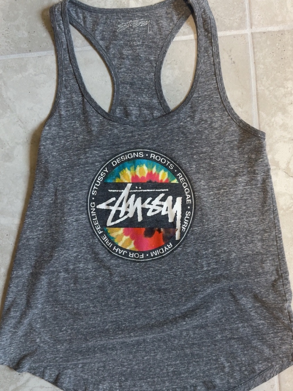 Stussy Gray Racerback Tank